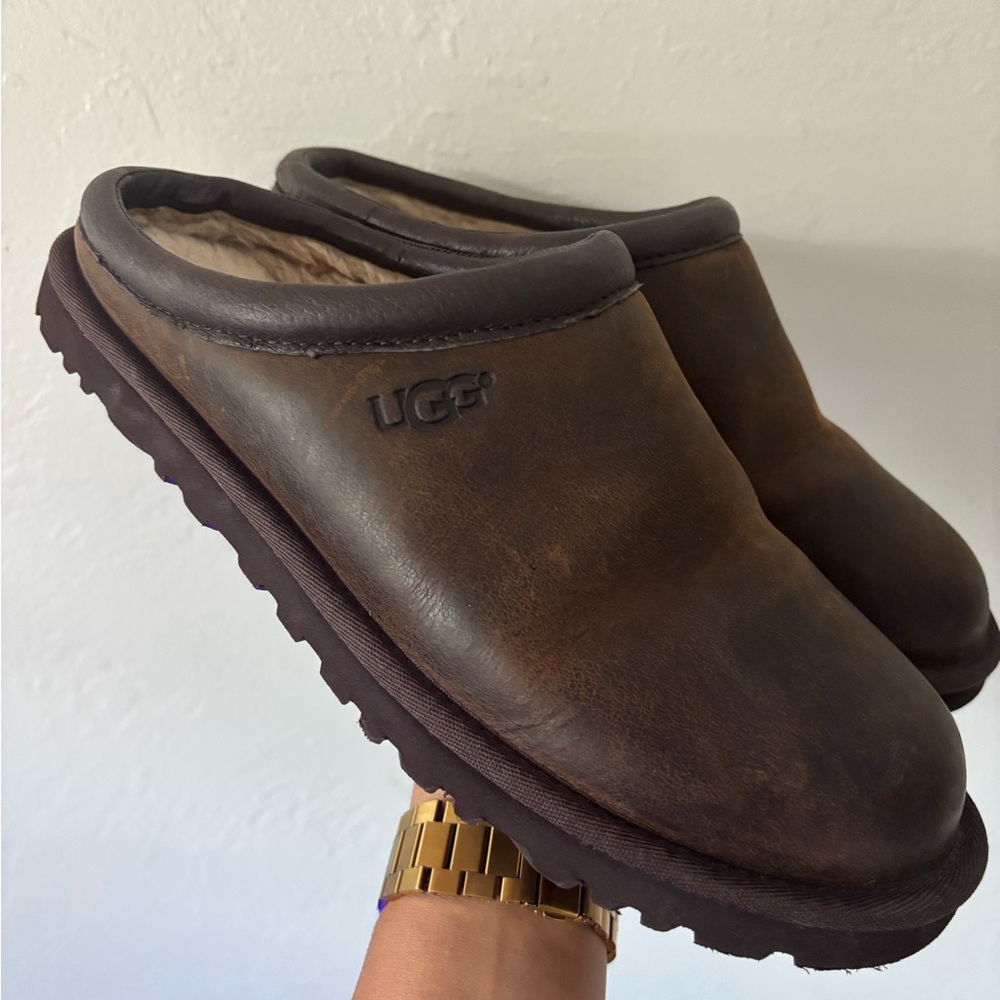 UGG Men's Brown Leather Slip-On Shoes